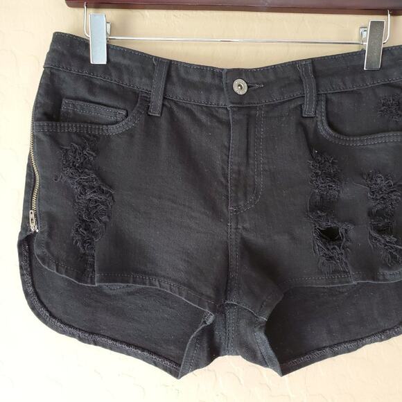 Carmar Black Distressed Side Zipper Denim Shorts - Picture 3 of 9